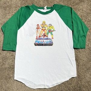 VTG Masters Of The Universe Raglan T-Shirt Medium He-Man Skeletor USA Made 1983